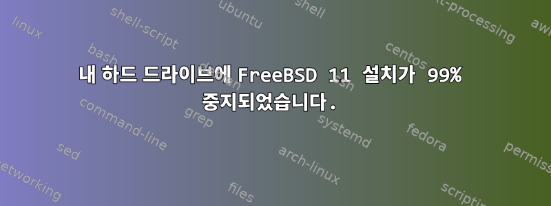 내 하드 드라이브에 FreeBSD 11 설치가 99% 중지되었습니다.