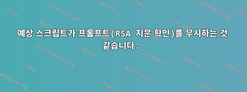 예상 스크립트가 프롬프트(RSA 지문 확인)를 무시하는 것 같습니다.