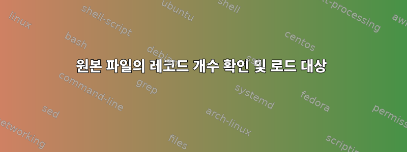 원본 파일의 레코드 개수 확인 및 로드 대상