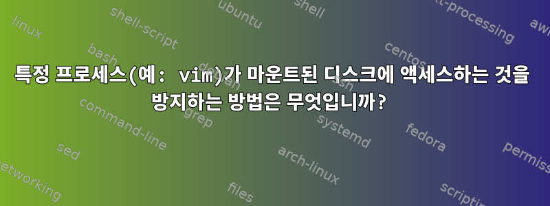 특정 프로세스(예: vim)가 마운트된 디스크에 액세스하는 것을 방지하는 방법은 무엇입니까?