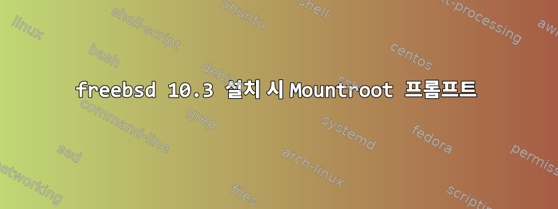 freebsd 10.3 설치 시 Mountroot 프롬프트