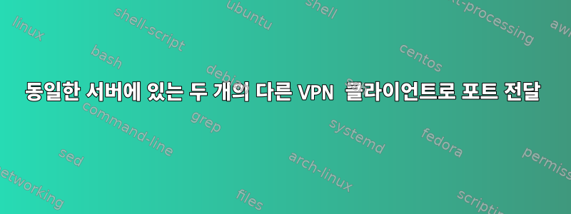 동일한 서버에 있는 두 개의 다른 VPN 클라이언트로 포트 전달