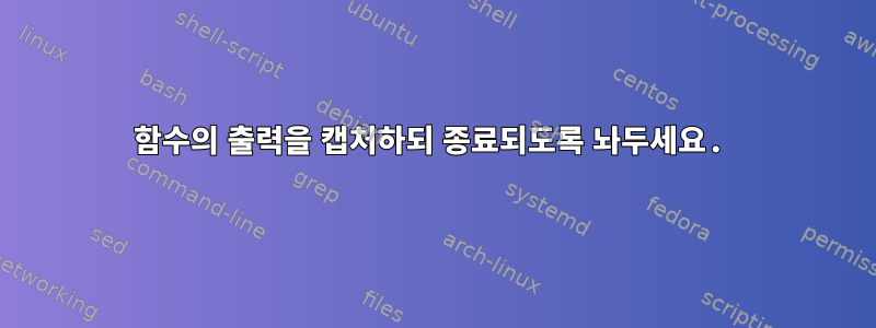 함수의 출력을 캡처하되 종료되도록 놔두세요.