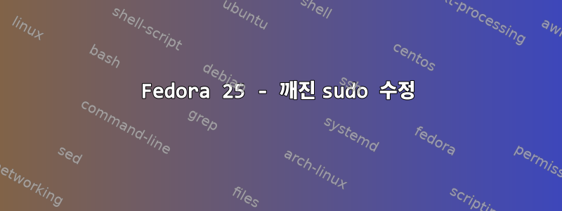 Fedora 25 - 깨진 sudo 수정