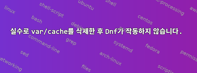 실수로 var/cache를 삭제한 후 Dnf가 작동하지 않습니다.