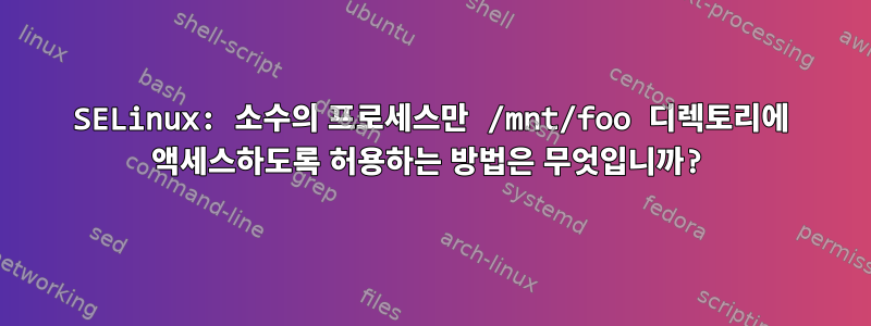 SELinux: 소수의 프로세스만 /mnt/foo 디렉토리에 액세스하도록 허용하는 방법은 무엇입니까?