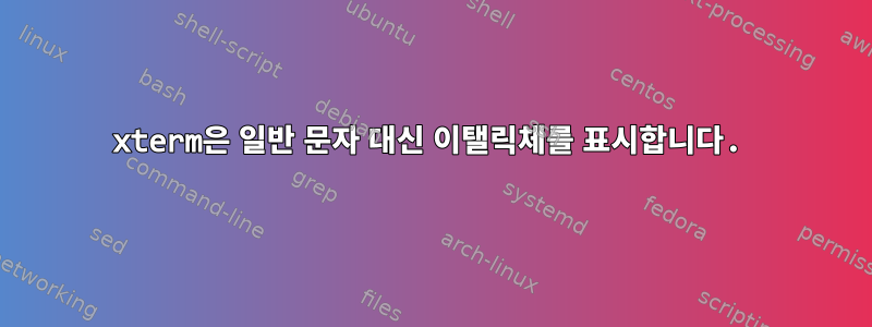 xterm은 일반 문자 대신 이탤릭체를 표시합니다.