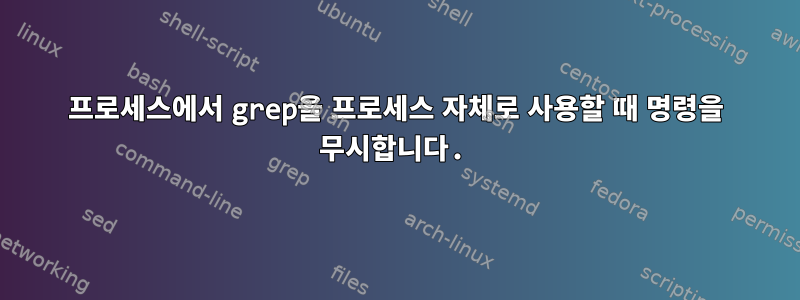 프로세스에서 grep을 프로세스 자체로 사용할 때 명령을 무시합니다.