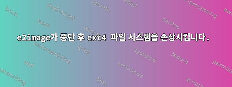 e2image가 중단 후 ext4 파일 시스템을 손상시킵니다.