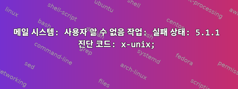 메일 시스템: 사용자 알 수 없음 작업: 실패 상태: 5.1.1 진단 코드: x-unix;