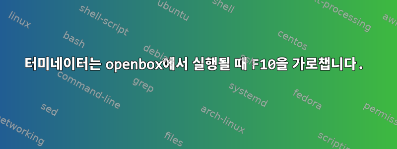 터미네이터는 openbox에서 실행될 때 F10을 가로챕니다.