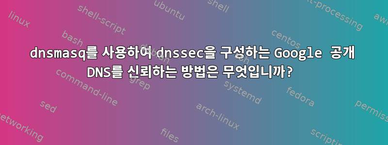 dnsmasq를 사용하여 dnssec을 구성하는 Google 공개 DNS를 신뢰하는 방법은 무엇입니까?