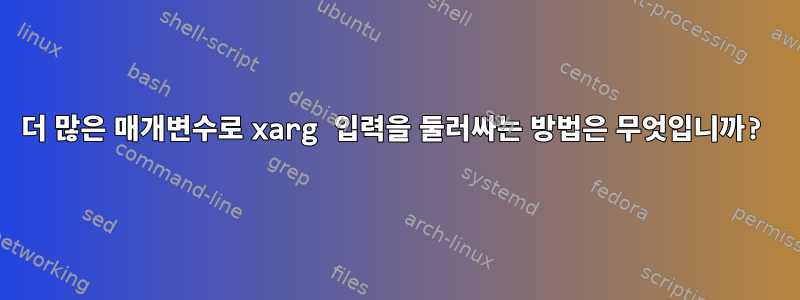 더 많은 매개변수로 xarg 입력을 둘러싸는 방법은 무엇입니까?