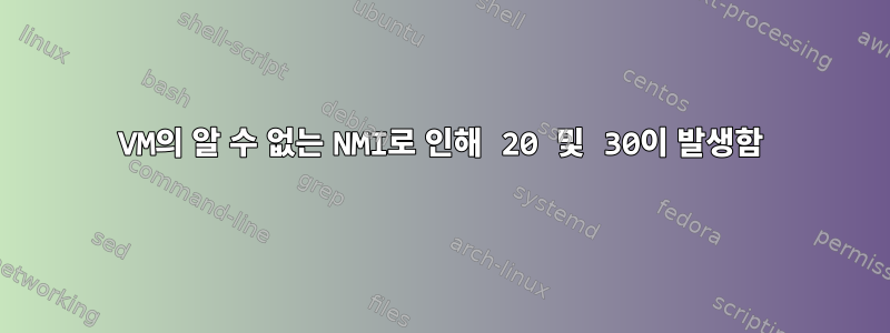 VM의 알 수 없는 NMI로 인해 20 및 30이 발생함