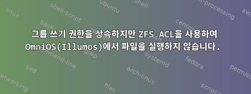 그룹 쓰기 권한을 상속하지만 ZFS ACL을 사용하여 OmniOS(Illumos)에서 파일을 실행하지 않습니다.